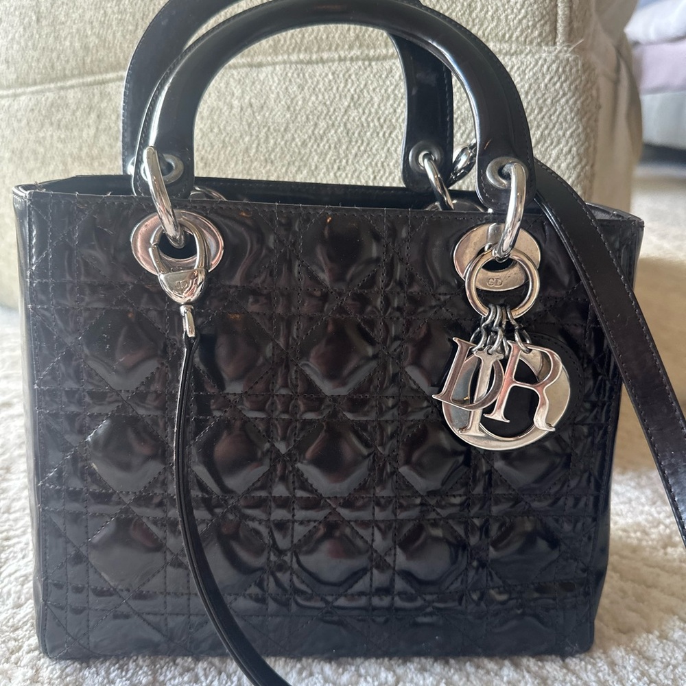 Dior Black Mini Lady Dior Bag with Cannage Quilting